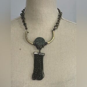 Handmade by Liriashop- Chic Black and Gold Tassel Necklace